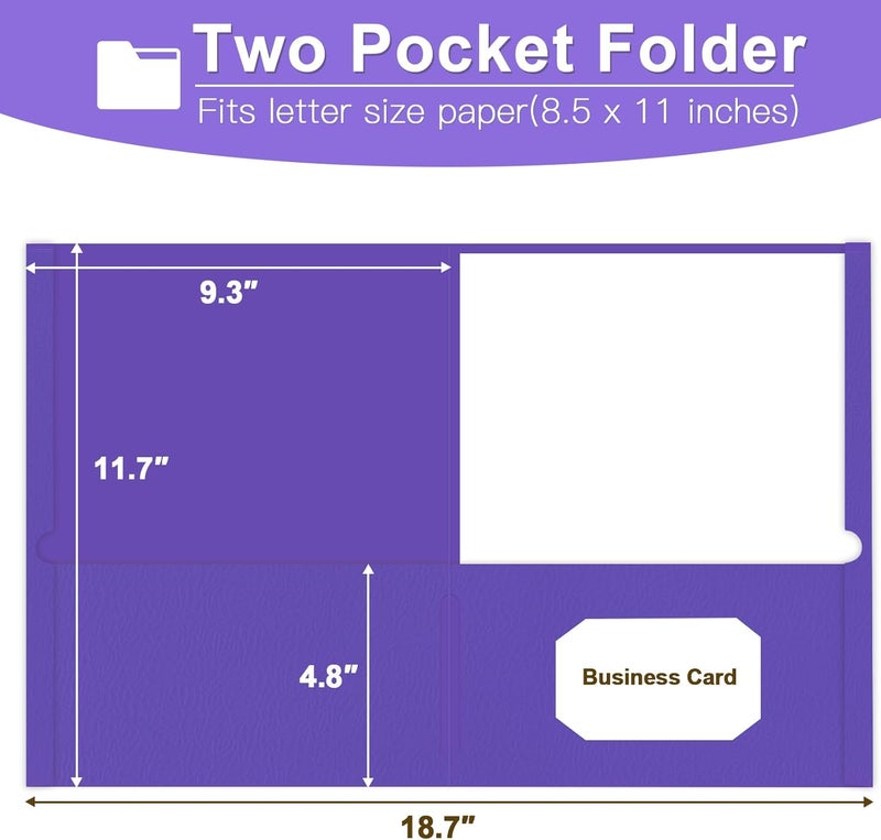 LAYZZ Folders with Pockets, 30 Pack Paper Pocket Folders, 2 Pocket File folders Fits Letter Size Paper, for School Office and Home (Purple) - Image 2